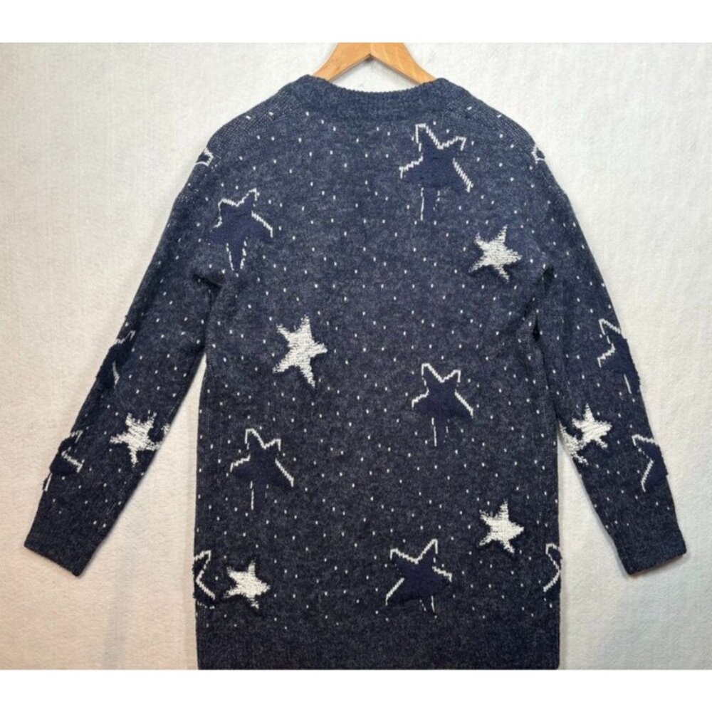 Hem & Thread Women's Star Cardigan Sweater 30983 Navy Blue Open Front Size Small - Picture 2 of 7